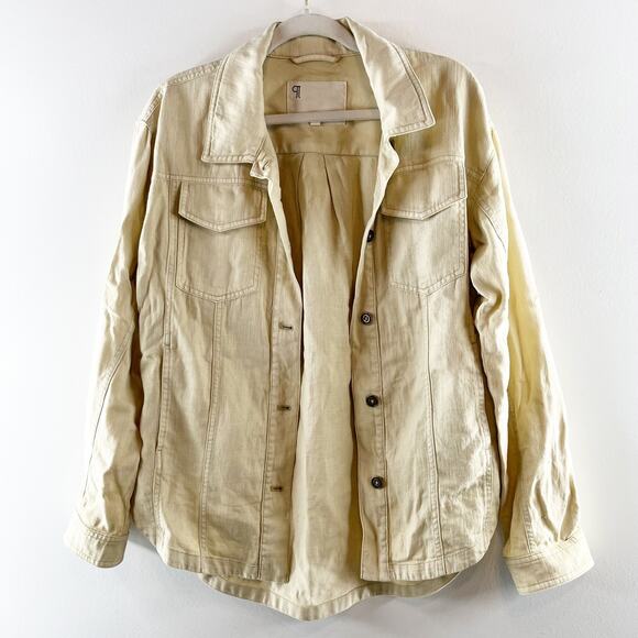 Pilcro Anthropologie Long Sleeve Button Up Denim Shirt Jacket Shacket Tan S - Picture 1 of 8